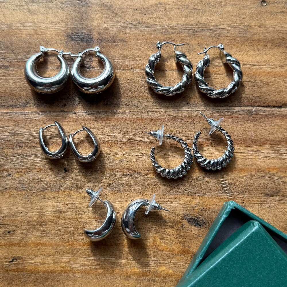 allhola silver modern hoop earring set of 5